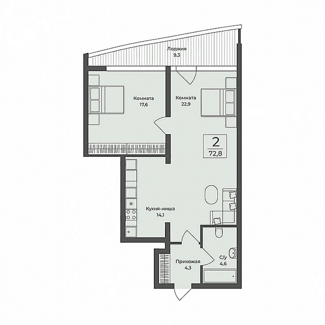 Suite 2-комнатный — планировка номера в Lagorossa, Саки